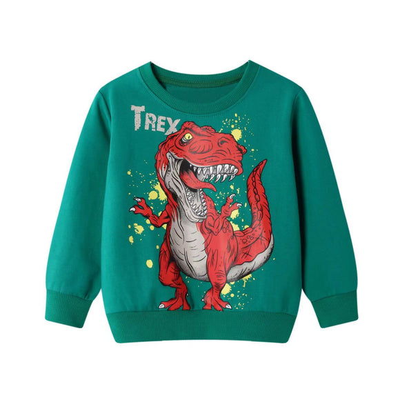 Camisetas Infantiles con Estampado de Dinosaurios Animados
