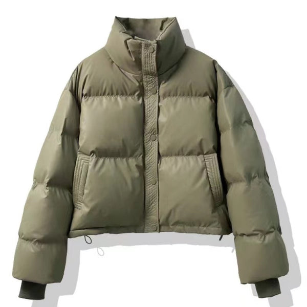 Chaqueta Acolchada de Cuero PU sin Lavado - Abrigo Corto Grueso para Mujer