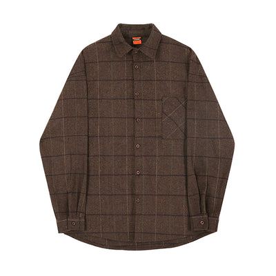 Camisa de Cuadros en Lana Gruesa Holgada para Hombre - Image 3