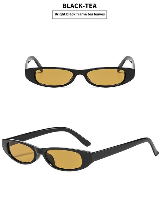 Yellow retro small frame sunglasses with translucent frames and matching yellow lenses on a white background. - Image 19