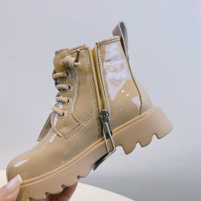 Botas de Cuero Brillante para Niñas - Caña Media Primavera Otoño - Image 11