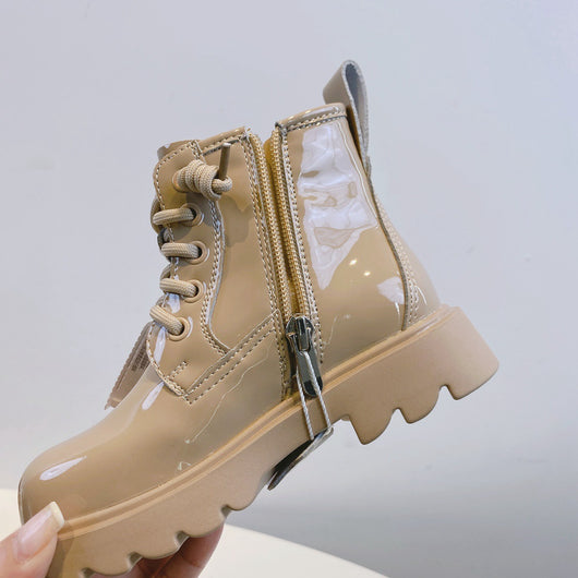 Botas de Cuero Brillante para Niñas - Caña Media Primavera Otoño - Image 11