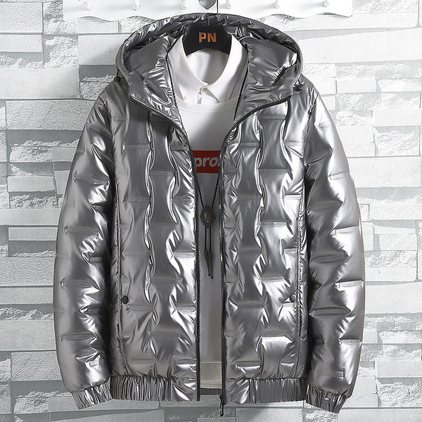 Chamarra de Invierno para Hombre con Capucha y Acabado Brillante