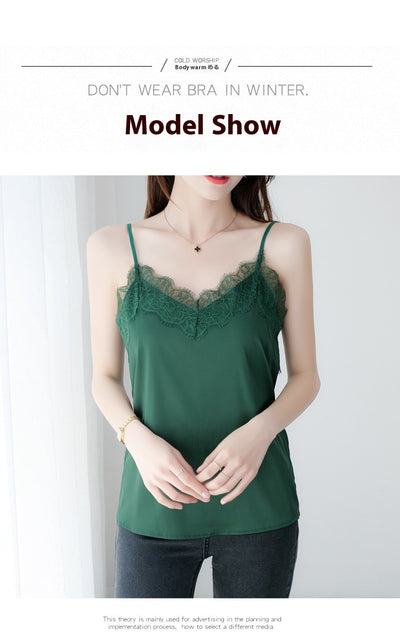 Camisola de Encaje para Pestañas en Seda Satinada para Mujer - Image 13