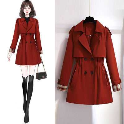 Abrigo Trench Corto de Algodón Forrado Estilo Coreano Oversize
