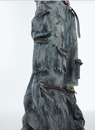 Jeans Artesanales Multibolsillos con Detalles Desgastados - Image 15