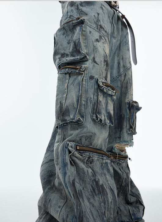 Jeans Artesanales Multibolsillos con Detalles Desgastados - Image 15
