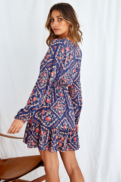 Vestido Floral Manga Larga con Cintura Ajustada - Image 5