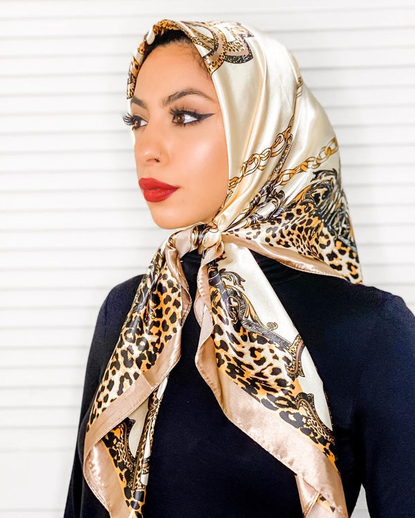 Pañuelo Estampado Cadena para Mujer - Kerchief Satinado 90x90cm