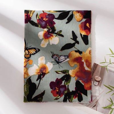 Bufanda de Cashmira Sintética con Estampado Floral para Mujer - Image 8