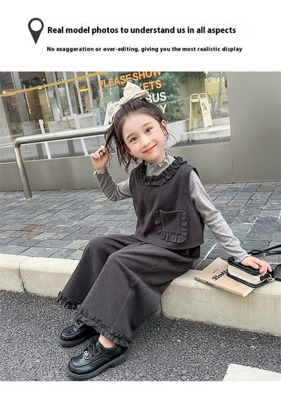 Conjunto de Tres Piezas: Chaleco Stringy Selvedge Fashionable para Niñas - Image 10