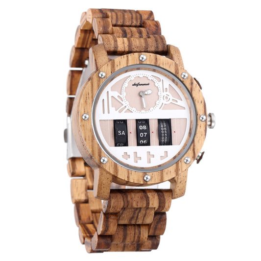 Reloj Mecánico Multifuncional de Madera para Hombre - Image 2