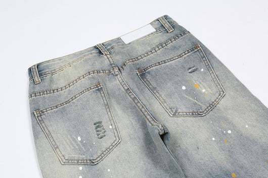 Jeans Rectos Desgastados con Cortes de Tinta - Image 10
