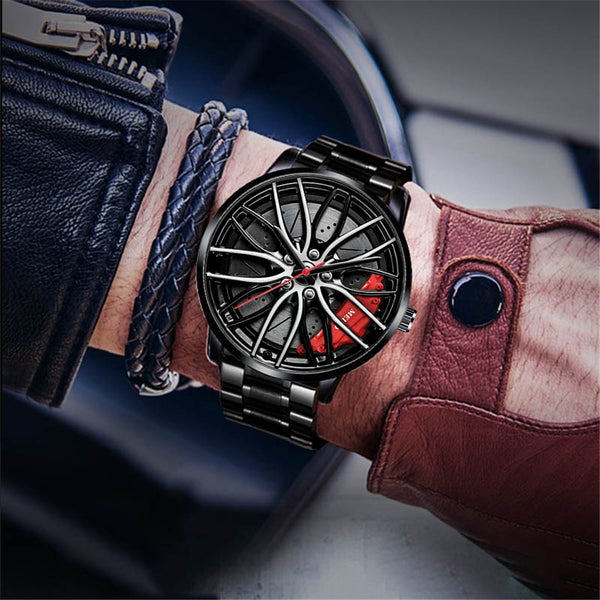 Reloj Automático para Hombre con Diseño de Rueda y Acabado Chapado al Vacío