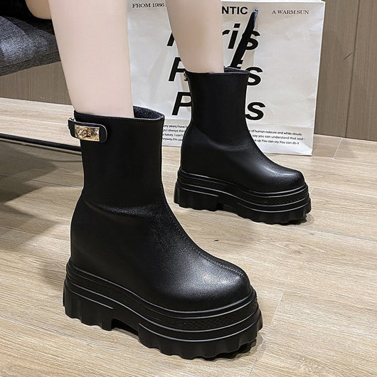 Botas Cortas con Cuña Interna de 4CM - Tacón Elevado y Base Plana - Image 17