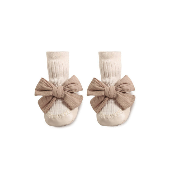 Zapatos de Suela de Cuero para Bebé + Calcetines Tubo Otoño