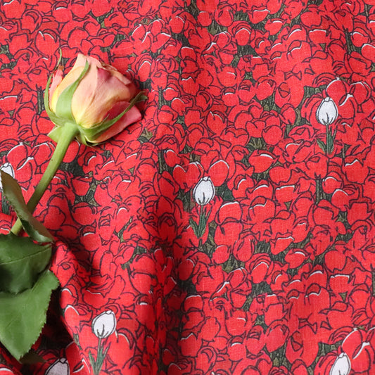 Tela Ramio Puro Rose Strong Twist de Alta Calidad con Impresión Digital