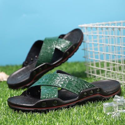 Sandalias de Playa para Hombre en Cuero Vacuno con Diseño Calado Transpirable - Image 6