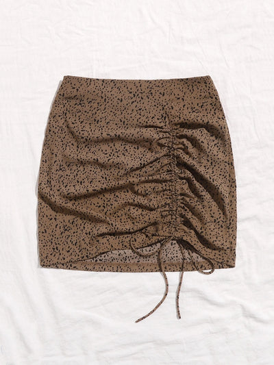 Minifalda Leopardo Cintura Alta Ajustada con Cordón Ajustable - Image 12
