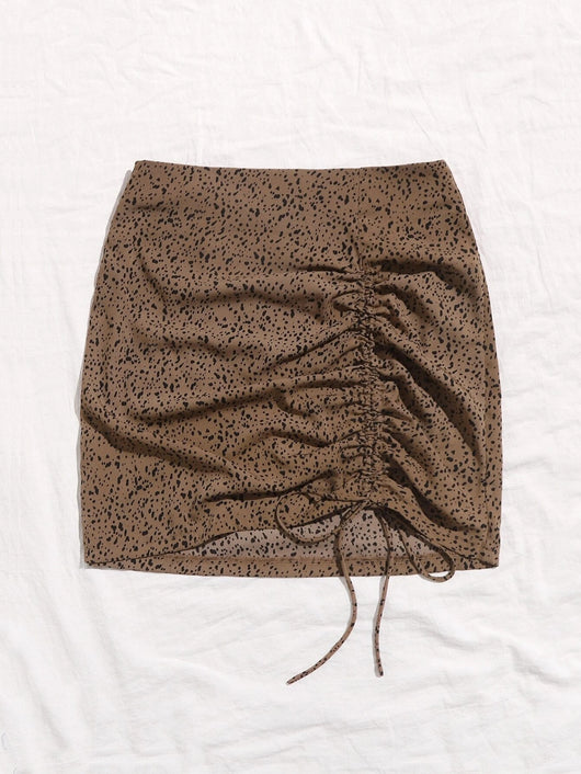 Minifalda Leopardo Cintura Alta Ajustada con Cordón Ajustable - Image 12