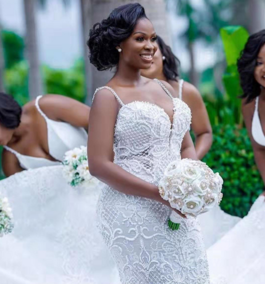 Vestido de Novia Sirena Africano con Encaje Calado - Image 10
