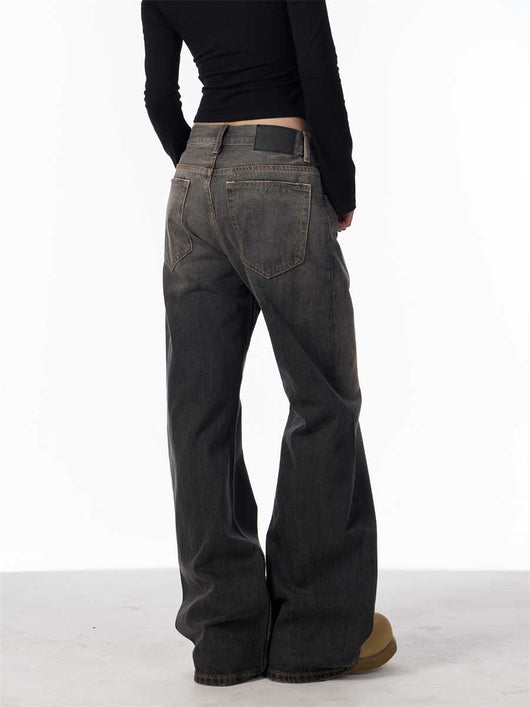 Jeans Rectos Anchos con Efecto Desteñido y Salpicaduras de Tinta para Mujer - Image 11