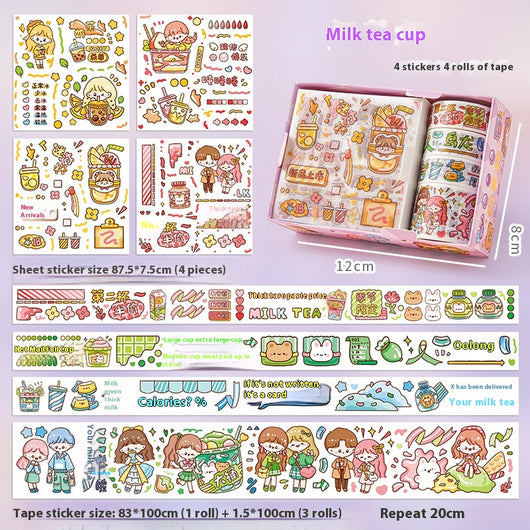Set de Stickers Adhesivos Infantiles con Diseños Animados y Cinta Decorativa - Image 7