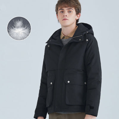 Chaqueta Acolchada de Plumón Blanco con Capucha para Hombre - Versátil y Cálida - Image 9