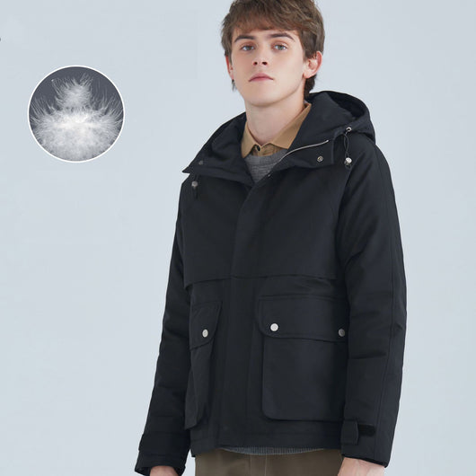 Chaqueta Acolchada de Plumón Blanco con Capucha para Hombre - Versátil y Cálida - Image 9