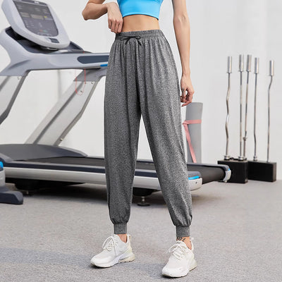 Pantalones Deportivos Cintura Alta Holgados con Puños Ajustados