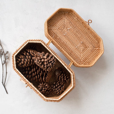 Caja Octagonal de Almacenamiento Tejida en Ratán para Snacks, Cosméticos y Té - Image 2