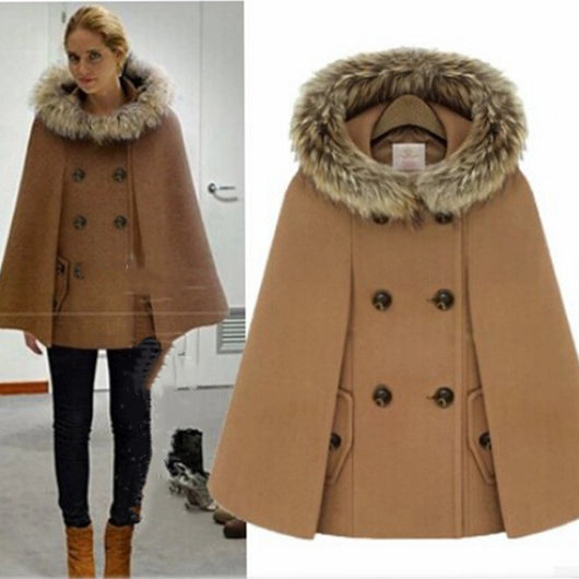 Abrigo de Lana para Mujer con Capa y Capucha - Image 7