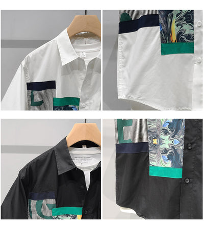 Camisa Colorblock de Manga Corta con Bolsillo para Hombre - Image 8