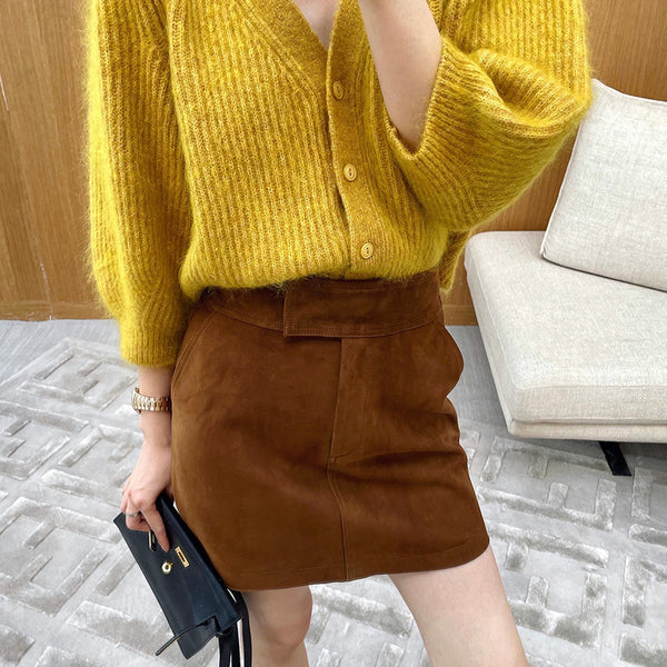 Falda Tubo Cuero Genuino Cintura Alta - Colección Primavera Otoño