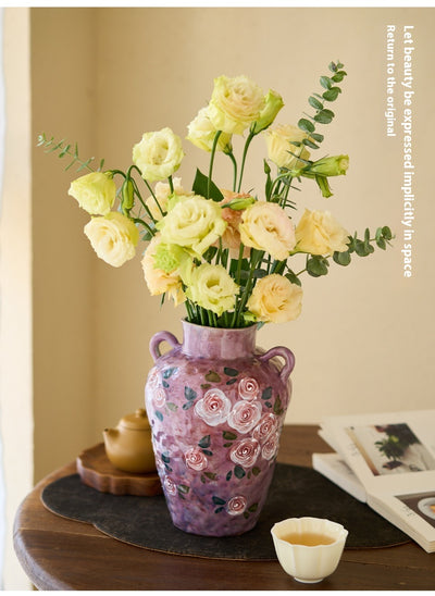 Florero de Porcelana China Pintado a Mano con Rosas - Image 16