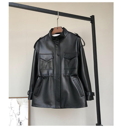 Abrigo Trench de Cuero Gamuza con Cintura Ajustada - Image 12
