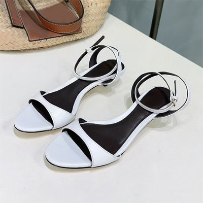Sandalias Retro de Cuero con Tacón Kitten - Estilo Francés Abierto - Image 4