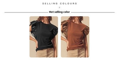 Playera de Algodón para Mujer con Detalles de Malla y Volantes - Image 15