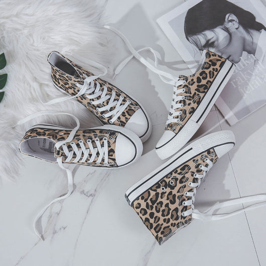 Zapatillas de Lona con Estampado de Leopardo Altas - Estilo Retro Casual - Image 8