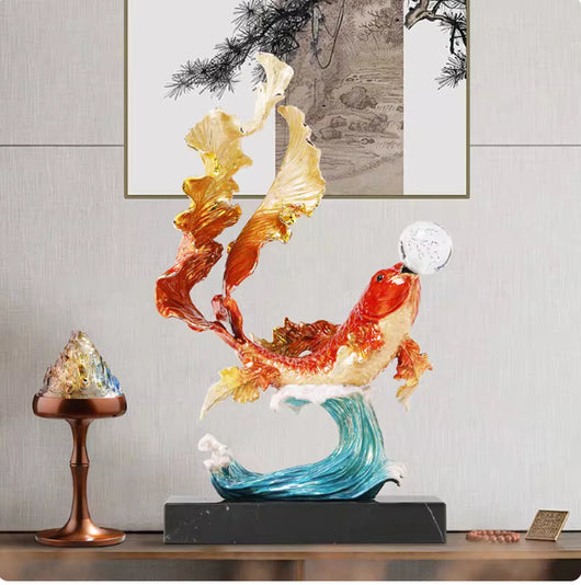 Ornamento Koi Saltando la Puerta del Dragón - Estilo Chino Contemporáneo - Image 7