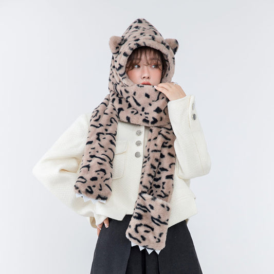 Conjunto 3 en 1: Gorro, Bufanda y Guantes con Estampado de Patitas