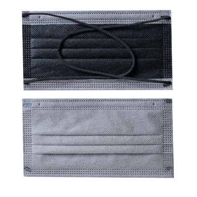 Black and sage green disposable protective mask with crossed ear straps, showing pleated design and non-woven fabric. - Image 19