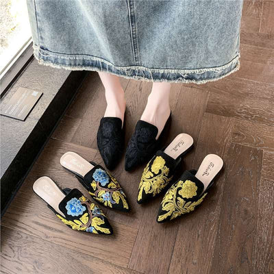 Pantuflas Bordadas Baotou Estilo Nacional para Mujer - Comodidad de Verano - Image 2