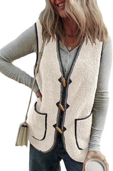 Chaleco Cardigan Sin Mangas de Contraste de Colores en Felpa para Mujer - Image 10