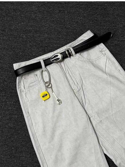 Cinturón de Denim con Hebilla Retro Plateada Tipo Bala - Image 10