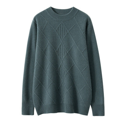 Suéter Cashmere Hombre Cuello Redondo Jacquard Elegante - Image 5