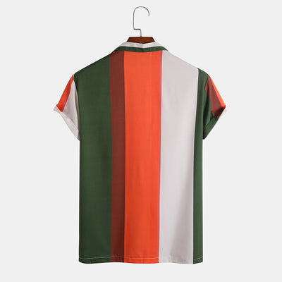 Camisa Casual de Rayas Bicolor para Hombre - Estilo Europeo y Americano - Image 9