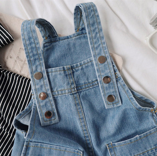 Pantalones Cortos Infantiles con Tirantes Denim Casual - Image 10