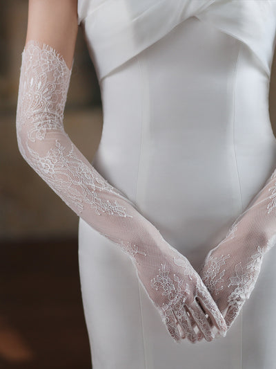 Guantes de Novia Encaje Blanco Tul Fairy para Sesión Fotográfica - Image 11