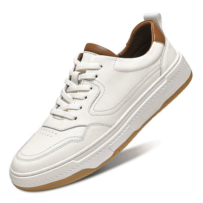 Tenis Blanco de Cuero Doble Capa para Hombre - Estilo Coreano Casual - Image 2